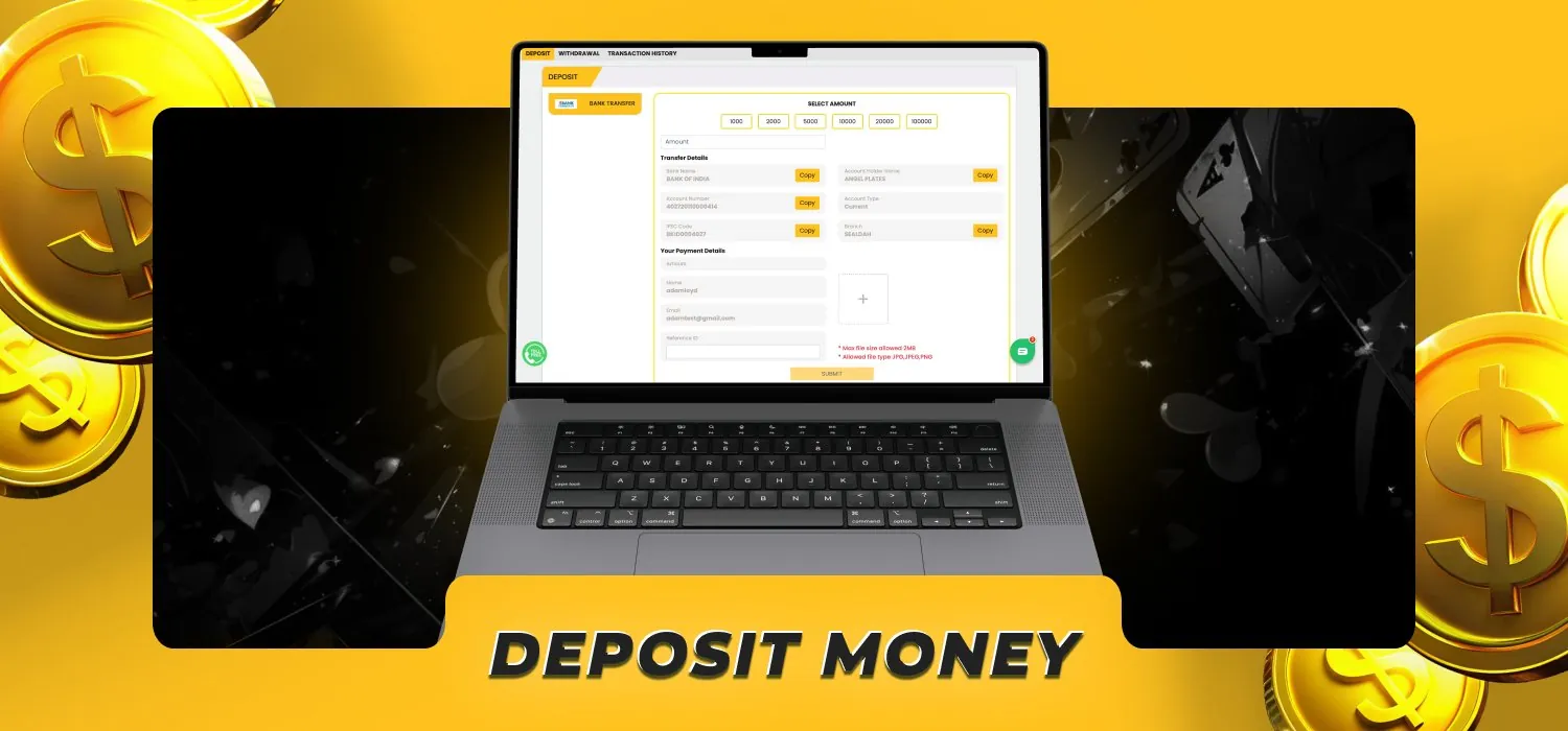 available deposit methods for indian users